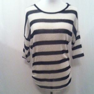 Metallic Black and White Striped Sweater